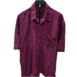 Nautica Short Sleeve Button Up Shirt Floral Design Silk Tall Men's Size XLT